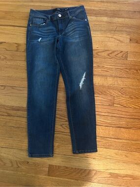 1822 Denim Dark Blue Distressed Skinny Jeans
